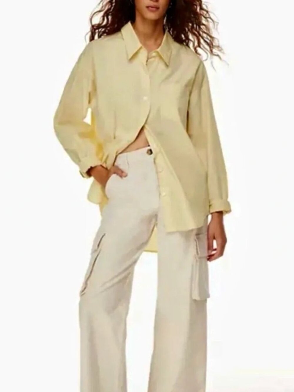 Artizia Wilfred Free Butter Yellow Linen Boyfriend Button Down, Size Small